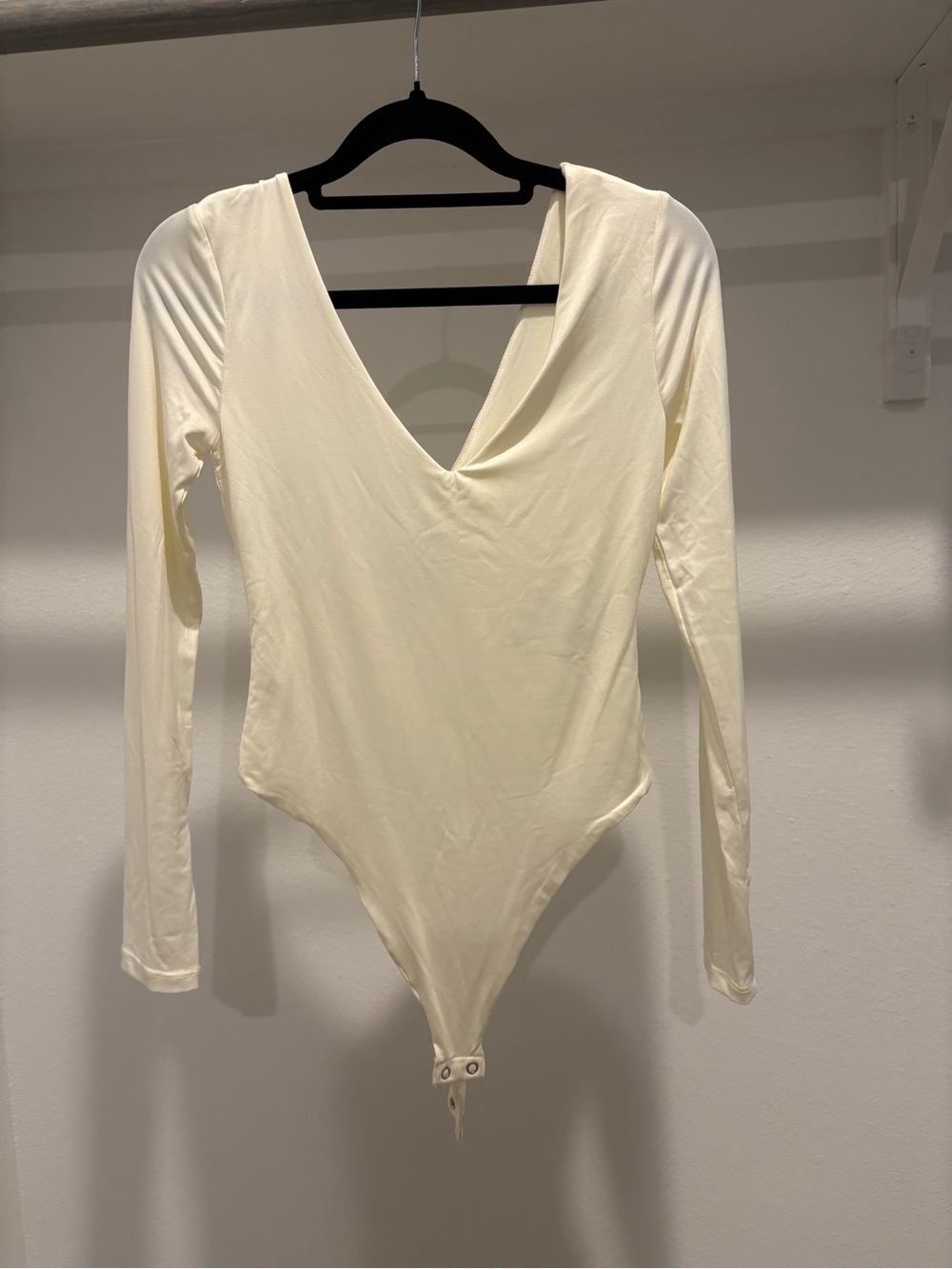 Forever 21 Cream Long Sleeve Bodysuit
